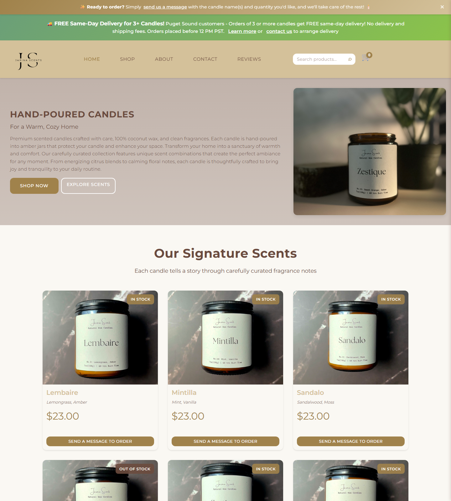 Jarina Scents website preview